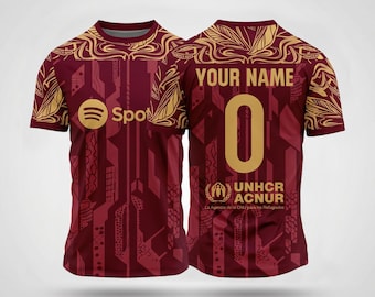 Barcelona Crimson Gold Concept Jersey – Custom Name & Number Football Shirt