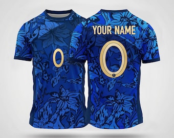 France Blue Floral Concept Jersey – Custom Name & Number Football Shirt