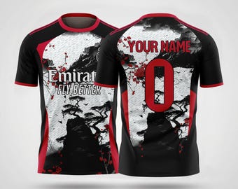 Camiseta del Madrid Dark Dragon Concept: Camiseta de fútbol personalizada con nombre y número