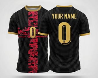 England Red Cross Grunge Concept Jersey – Custom Name & Number Football Shirt