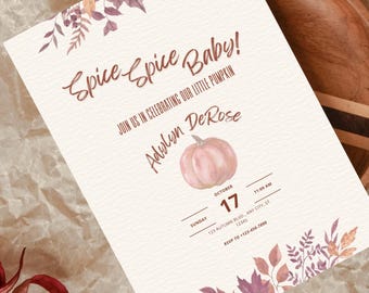 Spice Spice Baby Shower Invitation Fall Theme Customizable Digital Download Template