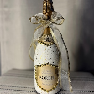 Custom Korbel Wine Bottle, Glitter & Rhinestones, for Engagements, Weddings, Bridesmaids, Bachelorrete, Birthday gifts