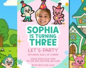 Hogi & Pinkfong Custom Toddler Birthday Invitation, Digital Only, Pink Wonderstar
