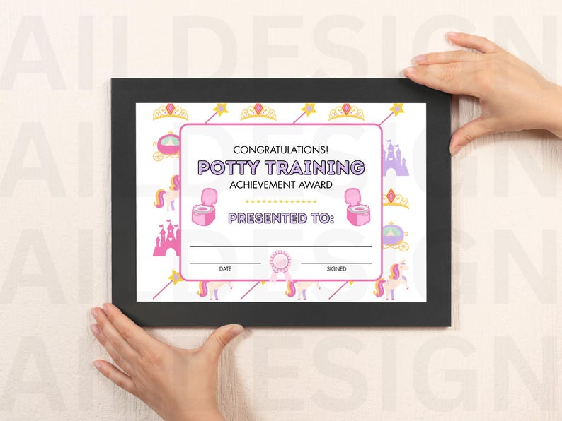 Princess Potty Training Certificate Girls Toddler Reward digital Princess Potty Training Certificate Girls Toddler Reward digital