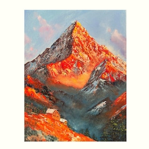 Impressionistic Colorado Mountain Art – Hand-Painted Rocky Mountains, 11x14 Oil Painting, Rustic Cabin Decor