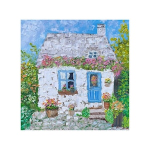 Irish Cottage Painting: Original Impasto Oil Landscape Art