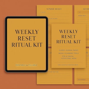 Kit de Ritual de Reinicio Semanal / Planificador Imprimible y Digital / Diario Dominical, Claridad Mental, Seguimiento del Estado de Ánimo, Reflexión (PDF)