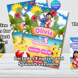 Lilo & Stitch Birthday Invitation, Editable Canva Template, Printable Stitch Party Invite, Instant Download