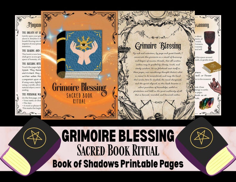 Grimoire Blessing Ritual Printable, Book of Shadows Blessing ...