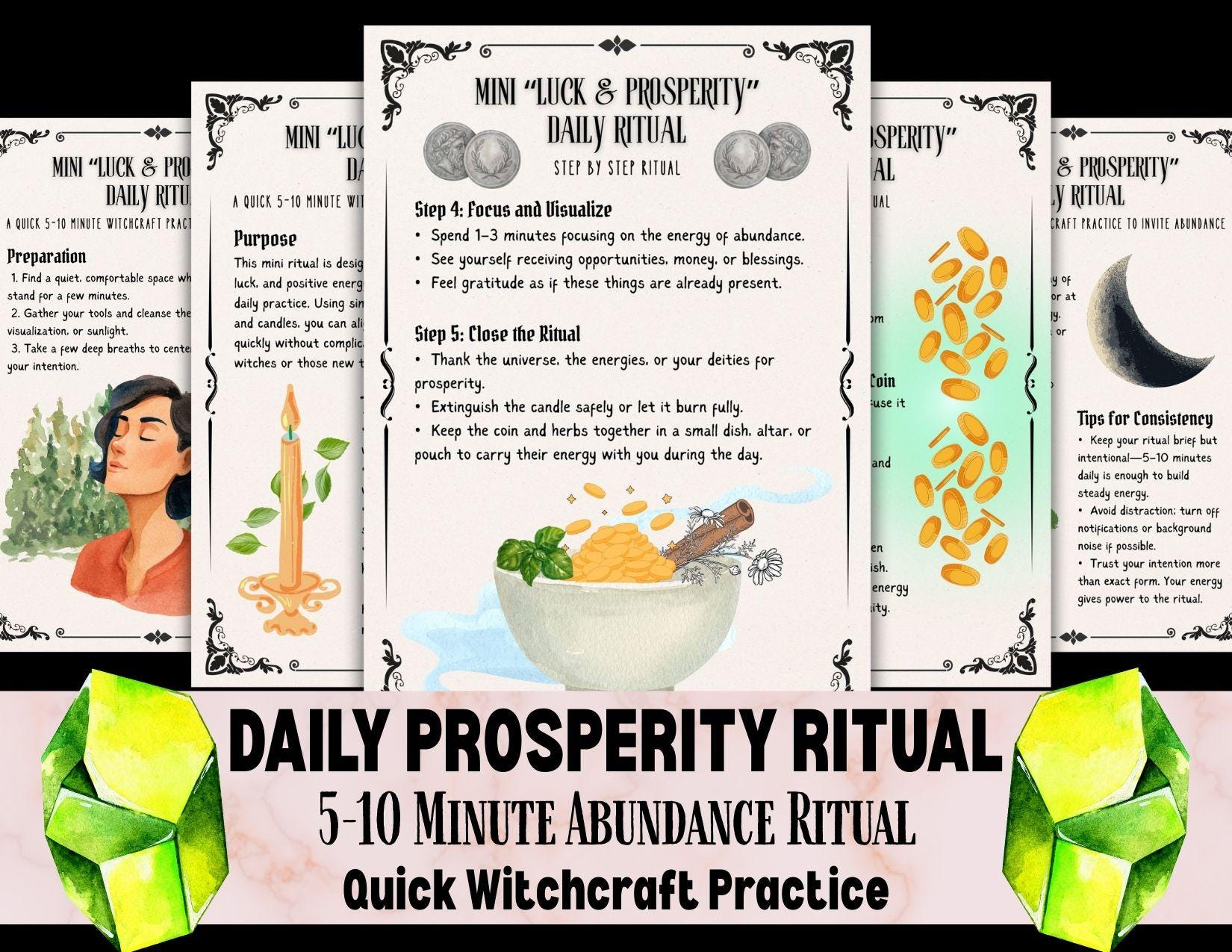 Daily Luck Mini Luck & Prosperity Ritual Printable Daily Witchcraft Guide ...