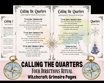 Aufruf der Viertel Printable | Hexerei Ritual Anleitung | Anfänger Hexe Grimoire Seiten | Vier Richtungen Elemente PDF