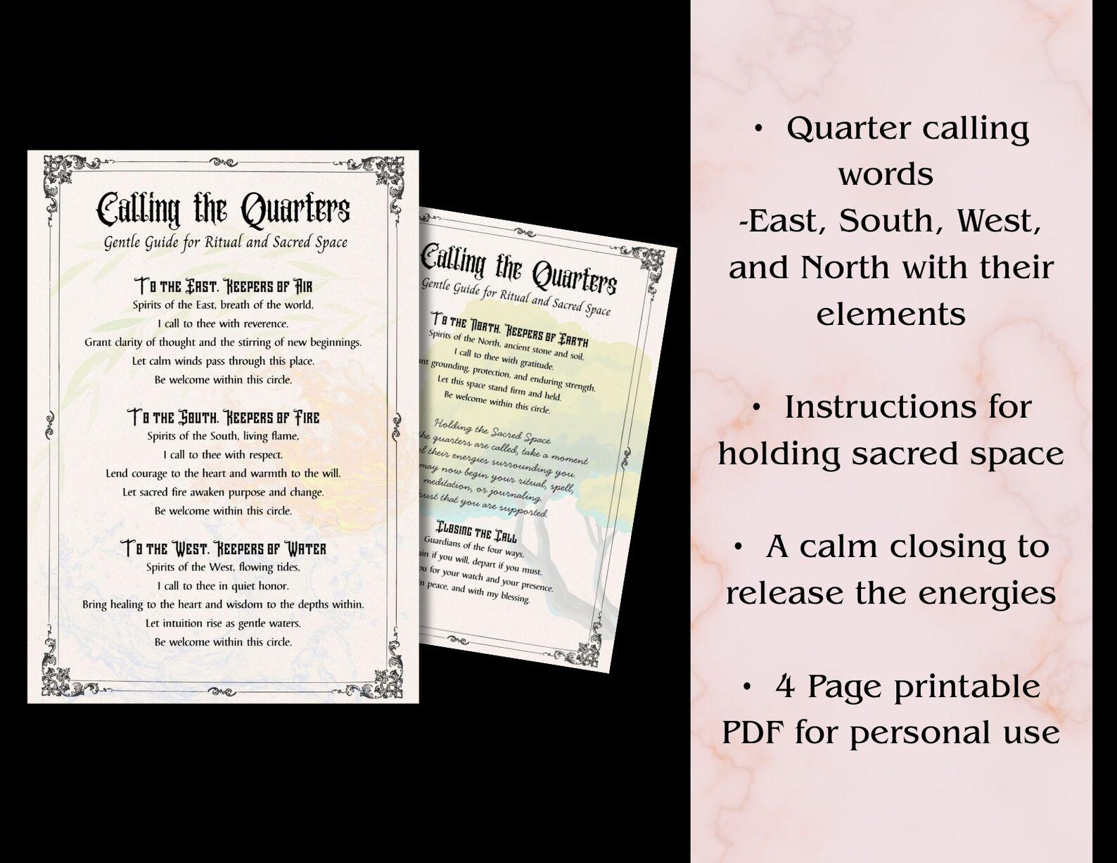 Calling the Quarters Printable | Witchcraft Ritual Guide | Beginner ...