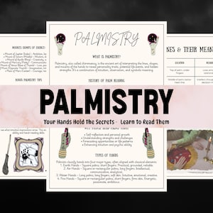 Palmistry Printable | Hand Reading Guide, Lines, Mounts & Types | Chiromancy, Fortune Telling and Palm Reading PDF