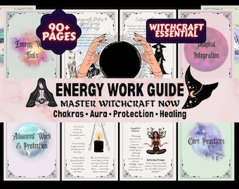 Energy Work Guide | Printable Spiritual Workbook for Beginners & Advanced | Chakras, Aura, Shielding, Grounding, Healing PDF Grimoire