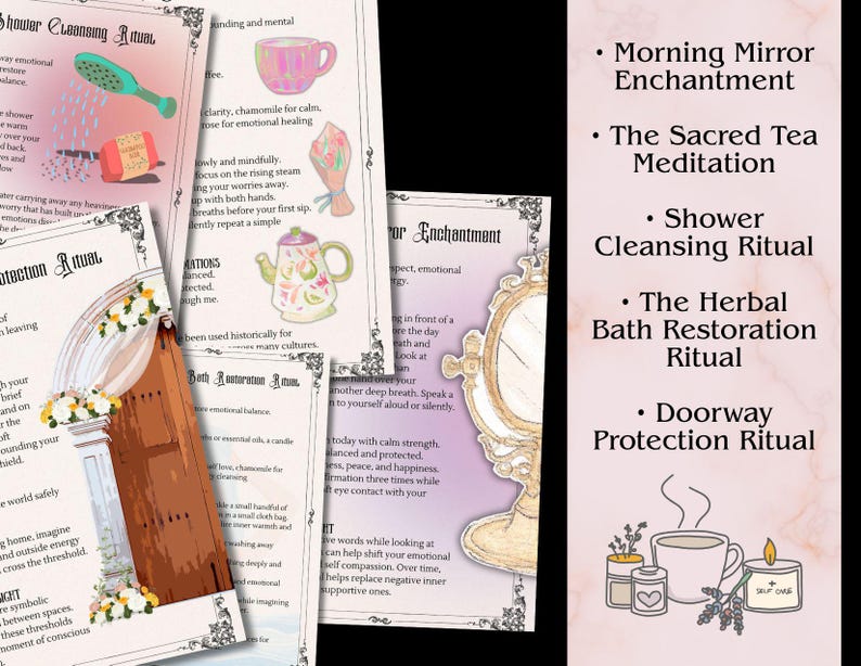 Witch Self Care Rituals Printable, Magical and Spiritual Self Love and Care, Daily Witchcraft, Witchcraft Grimoire 18 Pages image 4