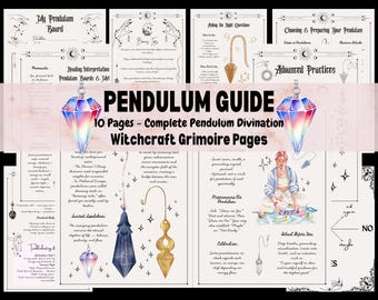 Pendulum Divination Guide Printable | Complete Witchcraft Grimoire Book Pages | Dowsing, Divination, Pendulum Board & Spiritual Energy Tool