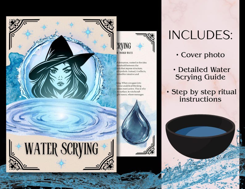 Water Scrying Script Water Scrying Guide Printable, Water Divination Grimoire Pages ...
