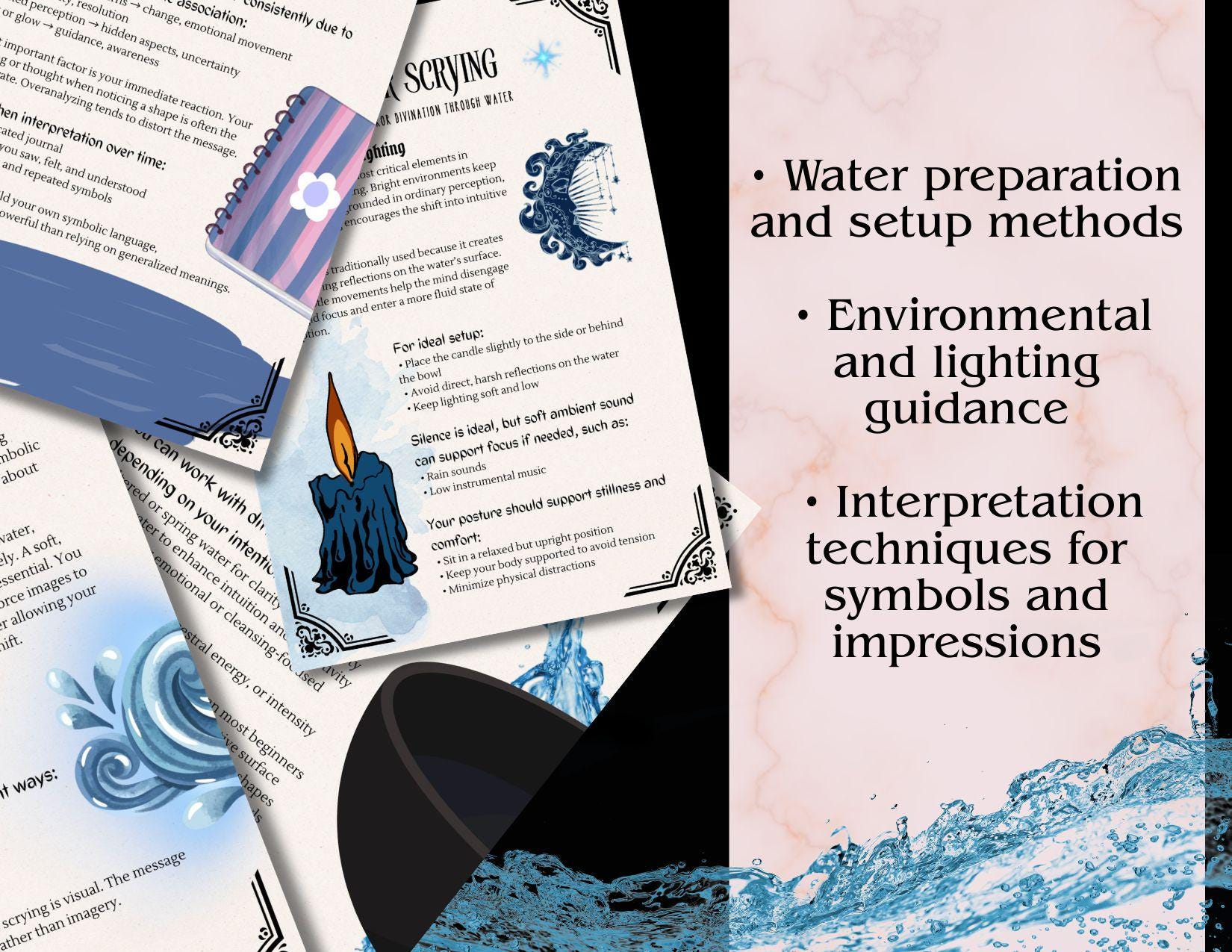 Water Scrying Script Water Scrying Guide Printable, Water Divination Grimoire Pages ...