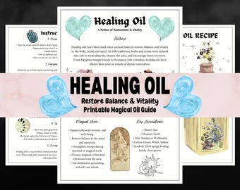 Healing Oil Printable | Restoration & Vitality Spell Oil | Witchcraft Digital Download | Magical Herbal Oil Recipe PDF - Grimoire Pages