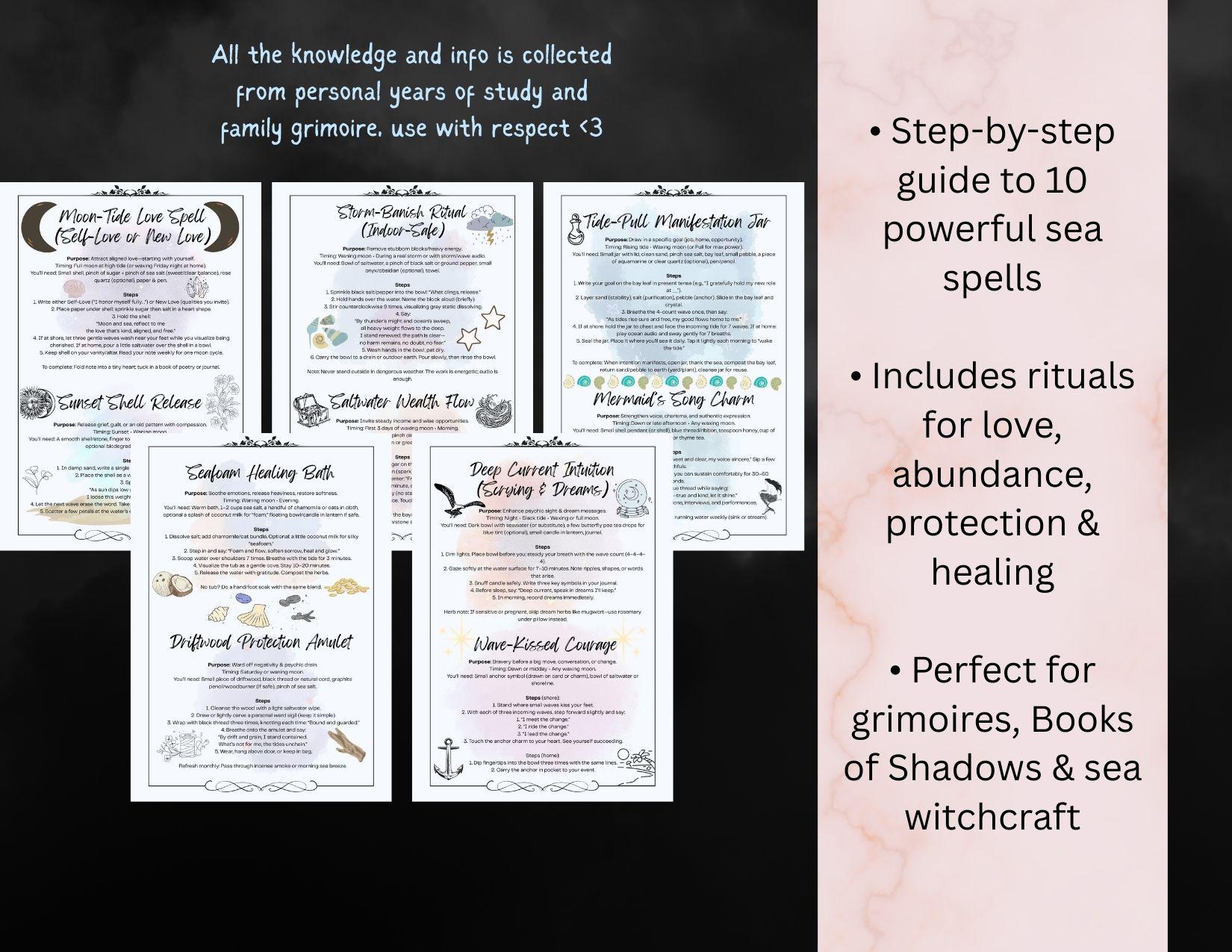 Ocean Magic Witchcraft Printable Guide | 10 Ocean Spells, History ...