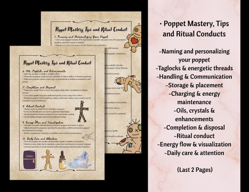 Dark Poppet Grimoire Printable, Advanced Protection and Boundary Spells, Shadow Work Witchcraft Guide, 13 Page Digital Grimoire Download image 6