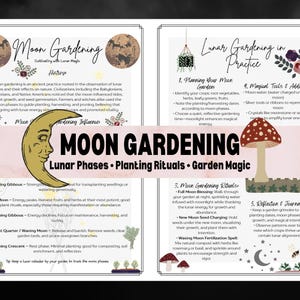 Moon Gardening Grimoire Printable | Lunar Gardening Guide | Witchcraft Garden Magic | Moon Phase Planting Journal | Digital Witch Printable