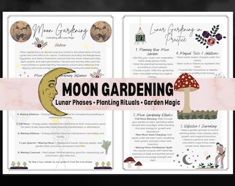 Moon Gardening Grimoire Printable | Lunar Gardening Guide | Witchcraft Garden Magic | Moon Phase Planting Journal | Digital Witch Printable