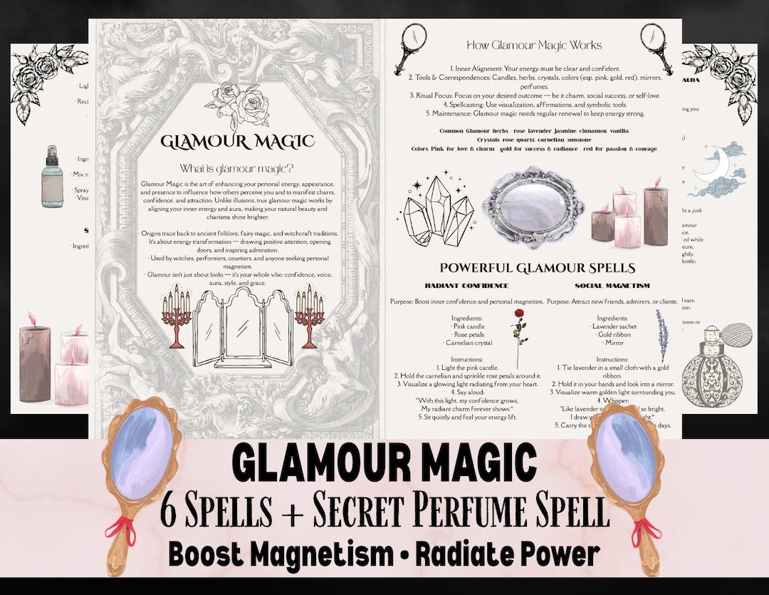 Hidden Spells Glamour Magic Printable | 6-page Witchcraft Spell Book With 6 Powerful ...