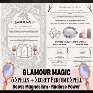 Glamour Magic Printable | 6-Page Witchcraft Spell Book with 6 Powerful Glamour Spells + Secret Perfume Spell | Kitchen Witch PDF