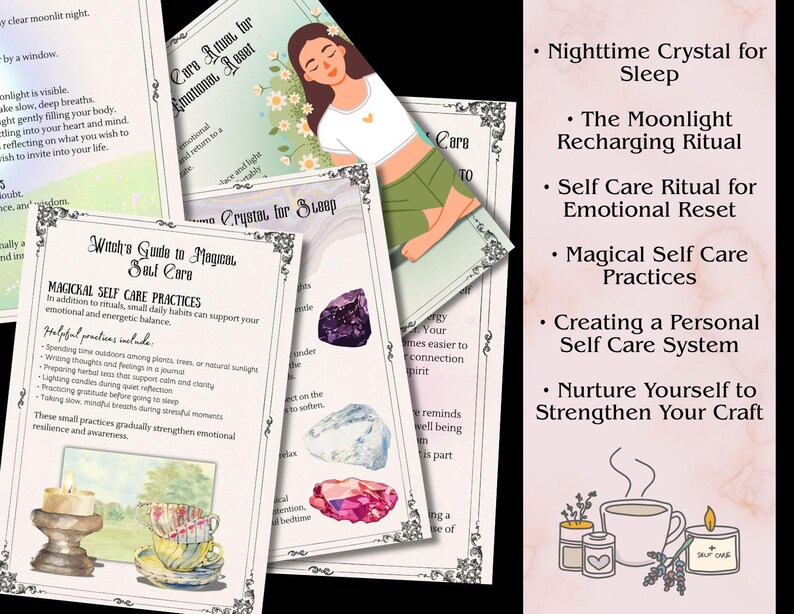 Witch Self Care Rituals Printable, Magical and Spiritual Self Love and Care, Daily Witchcraft, Witchcraft Grimoire 18 Pages image 5