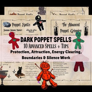 Dark Poppet Grimoire Printable, Advanced Protection and Boundary Spells, Shadow Work Witchcraft Guide, 13 Page Digital Grimoire Download