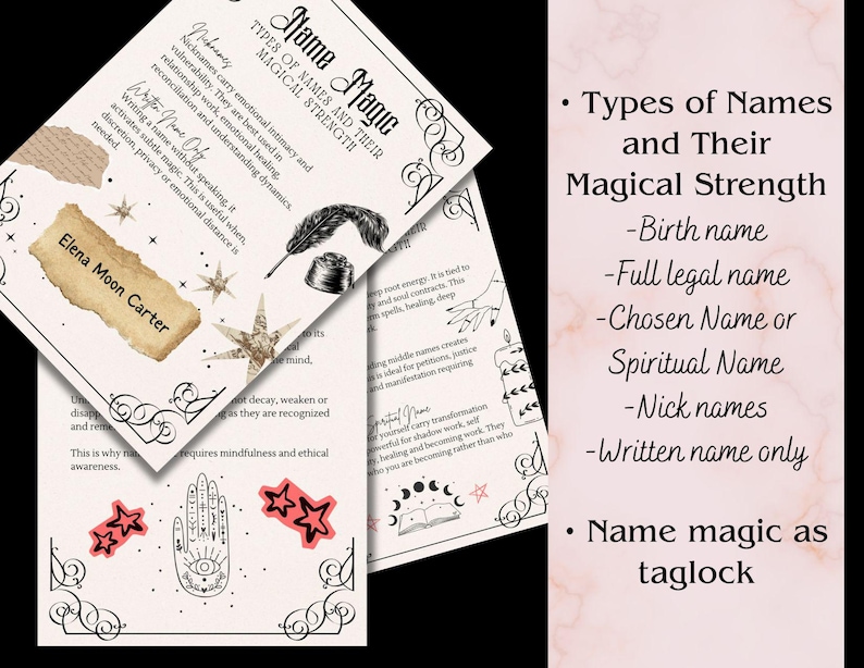 Name Magic Printable - Witchcraft Guide -Taglock Magic - Identity Power Manifestation and Spellwork Digital Grimoire PDF image 3