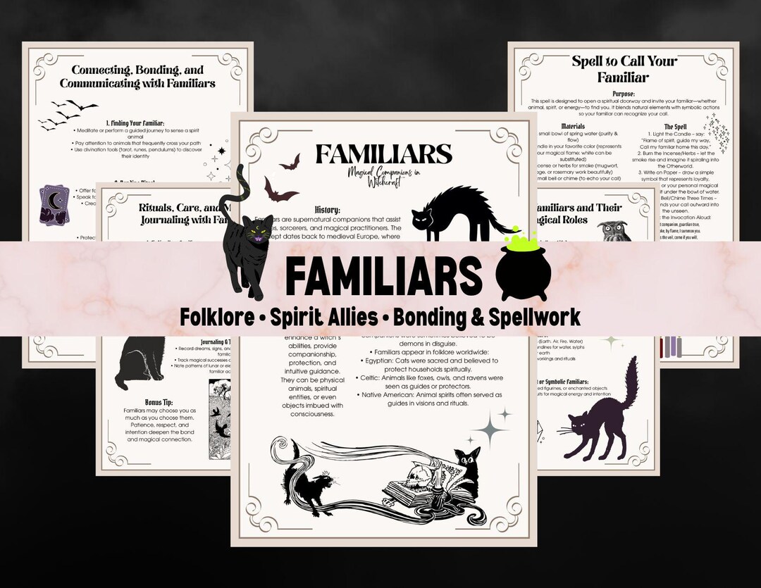 Familiars Grimoire Printable | Witchcraft Companion Guide | Magical ...