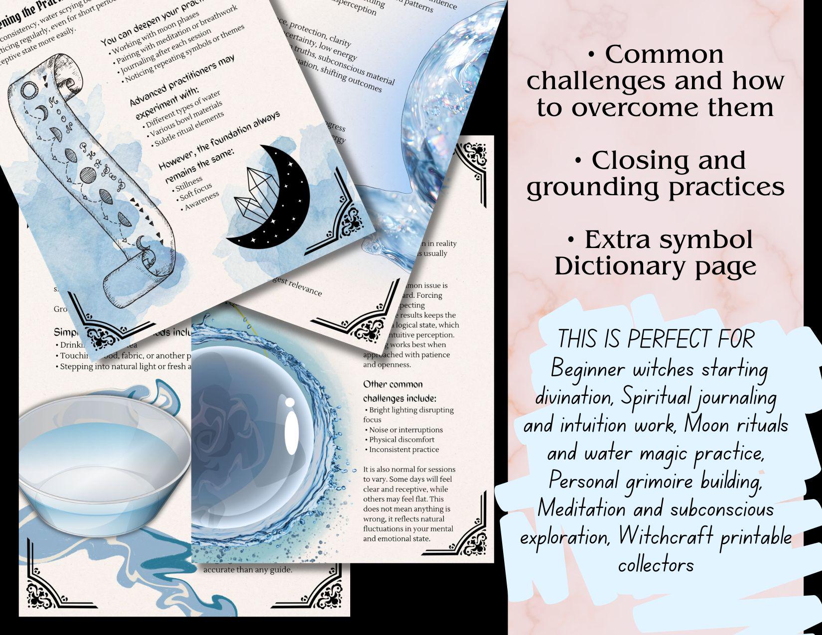 Water Scrying Script Water Scrying Guide Printable, Water Divination Grimoire Pages ...