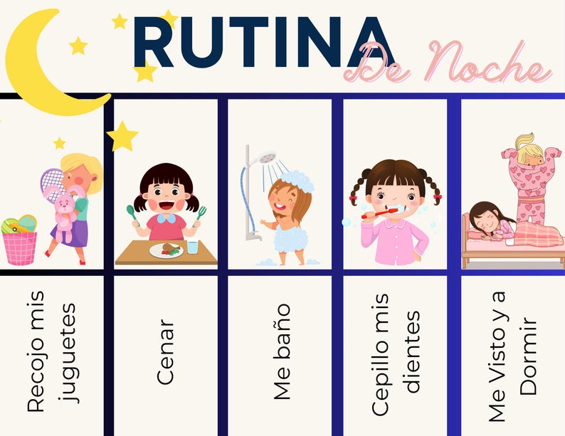 Bilingual Kids Routine Chart: English & Spanish Visual Schedule (PDF ...
