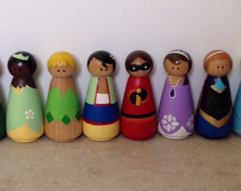 Hand Painted Peg Doll Princesses/ characters