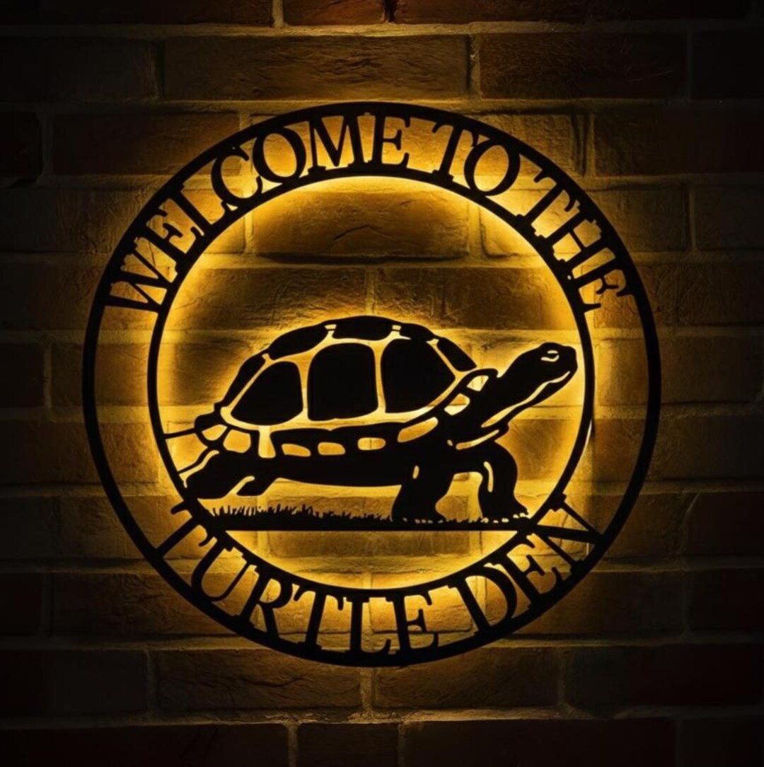 Personalized Tortoise Metal Sign Wall Art Led, Custom Tortoise Metal ...