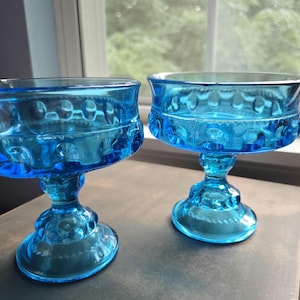 Vintage Aqua Blue Compote / Dessert Bowl
