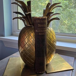 Vintage Pineapple Brass Bookends