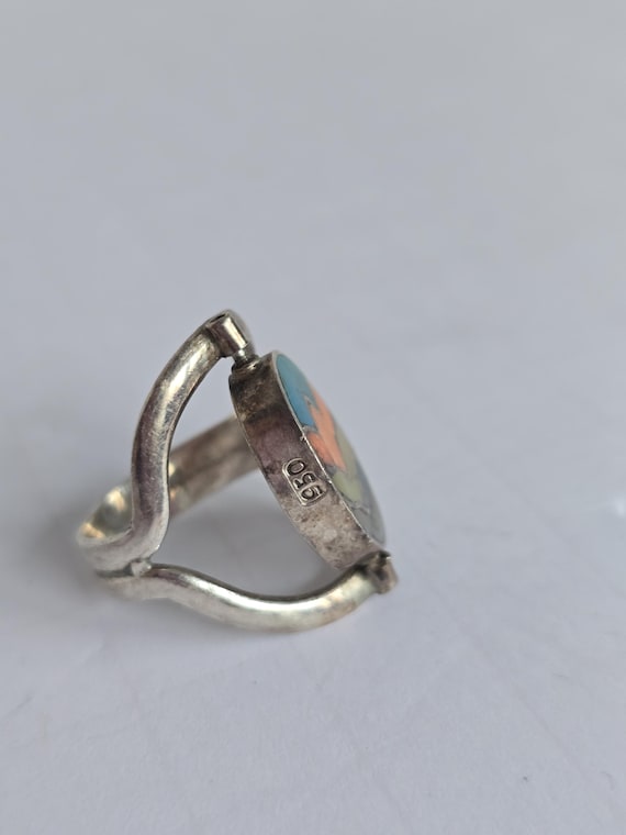 950 Mexican Silver Spinner Statement Ring Vintage - image 4