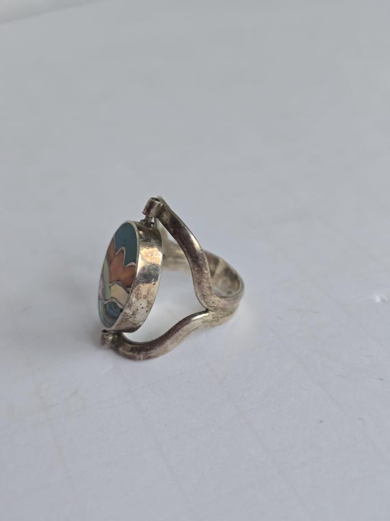 950 Mexican Silver Spinner Statement Ring Vintage - image 3