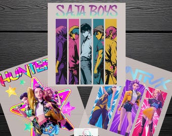 Kpop Demon Hunters DTF Transfer Ready to Press, Anime Fan Art Decal, Christmas Gift