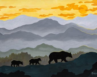 Following Mama Bear, bear, bears, Mother bear and 2 cubs, baby bears, Appalachian bears, Appalachia, Blue Ridge Mountains, black bears