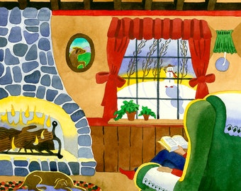 Cozy Winter Day, Dog by the fire, sitting by the fire, person with dog, winter day, home on a winter day, dog by fireplace, winter fireplace