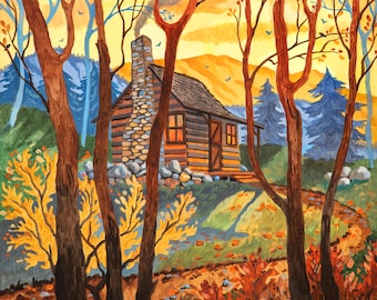 Cabin in the woods, North Carolina mountains, Cabin art, art for a cabin, cabin in the mountains, Cabin life, Mountain Cabin, Cozy Cabin