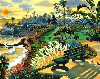 Print of Laguna Beach, Heisler Park, Las Brisas, The Montage Resort, Laguna Beach Sunset, Wall decor, Artist Robin Altman