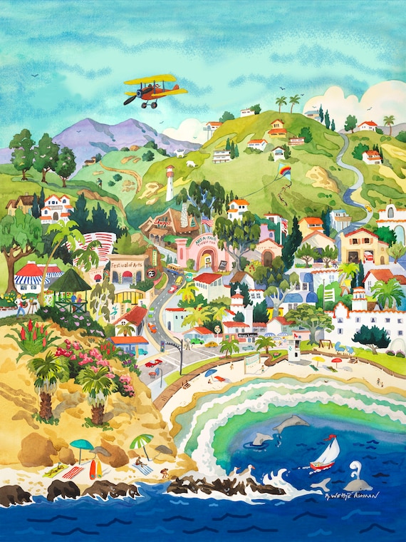 Laguna Beach Art, City of Laguna Beach, painting of Laguna Beach, Laguna Beach print, Laguna Beach CA, Laguna Beach artwork, Laguna