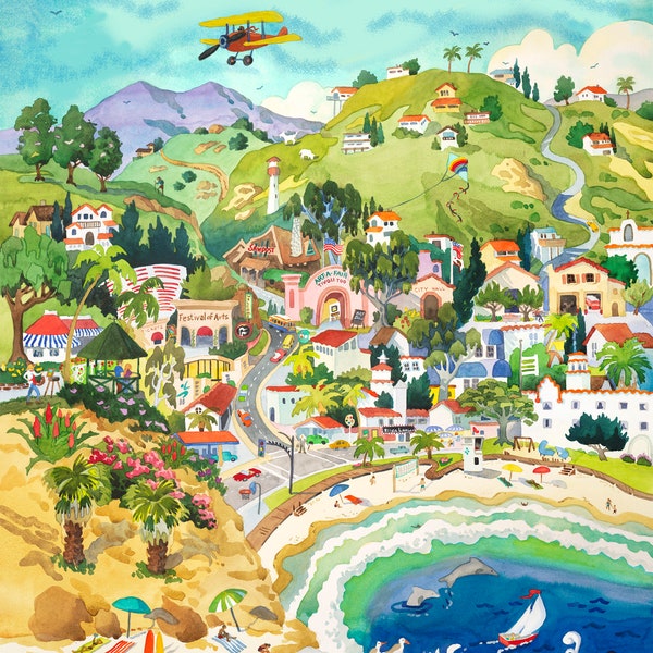 Laguna Beach Art, City of Laguna Beach, painting of Laguna Beach, Laguna Beach print, Laguna Beach CA, Laguna Beach artwork, Laguna