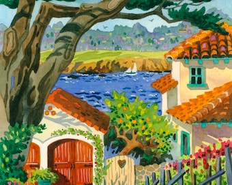 Enclavado en Carmel, Carmel California, Pintura del Carmelo, Carmelo por el Mar, La Ciudad del Carmelo, Carmel CA, Carmel Art, Robin Altman Art