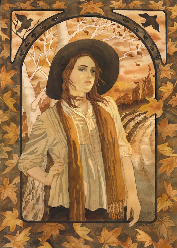 portrait of a woman, woman artist, sepia woman painting, painting of a woman, nature lover, painting of an artist